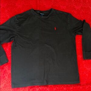 Ralph Lauren Long Sleeve T Shirt Men L Black Red Pony Logo Cotton Crew